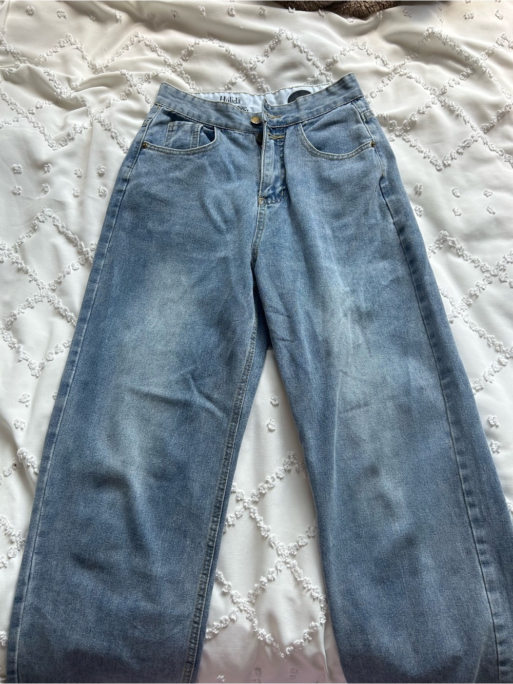 High-Rise Wide Leg Women's Jeans - Light Blue
